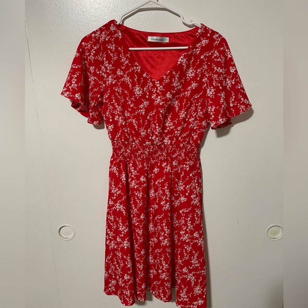 Gardenwed casual short serle flows floral chiffon dress